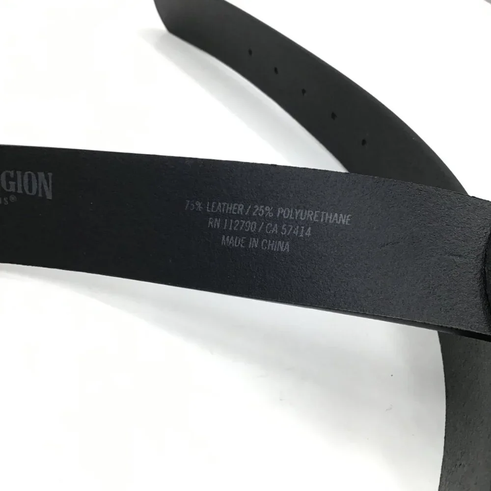 NWT True Religion Horseshoe Belt Mens 38 Black Leather Streetwear Urban